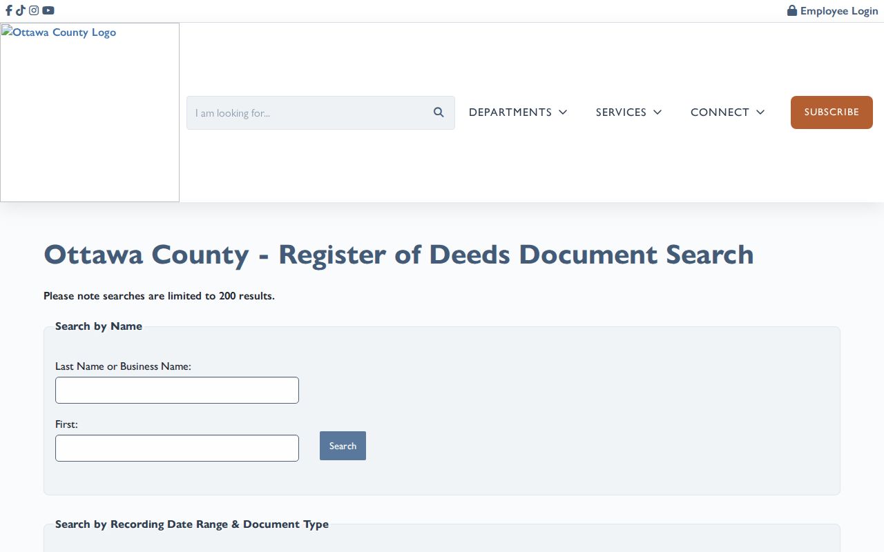 Ottawa County residents directory deed-index search modes