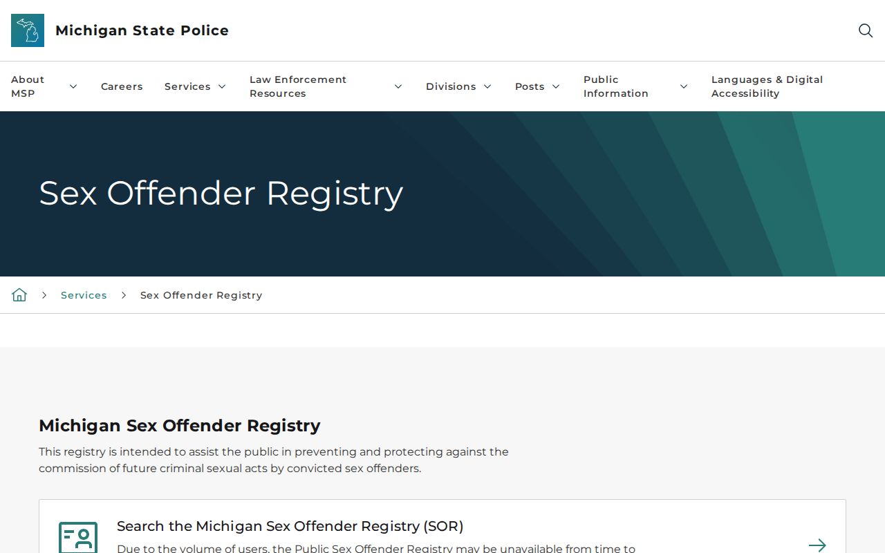 Ottawa County resident lookup Michigan offender registry search